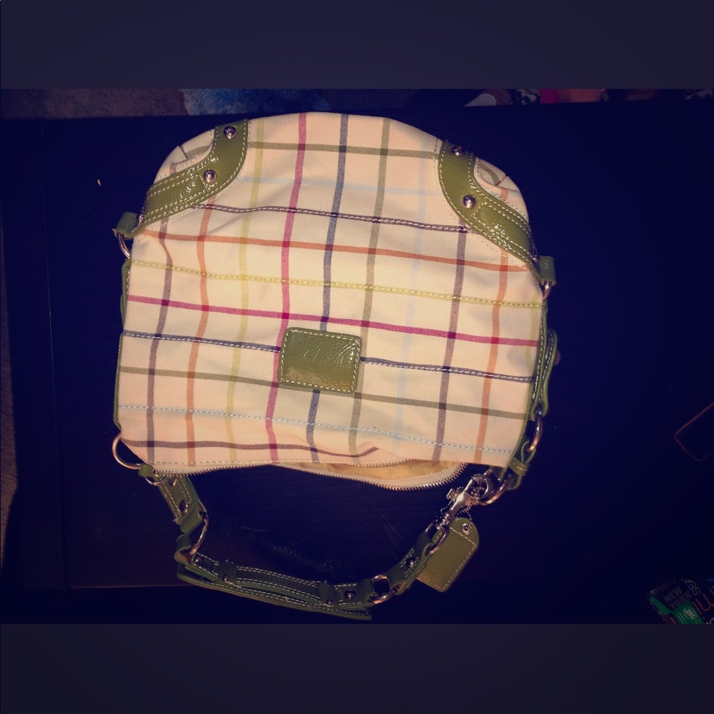 Multi colored Coach inspired stripe bag